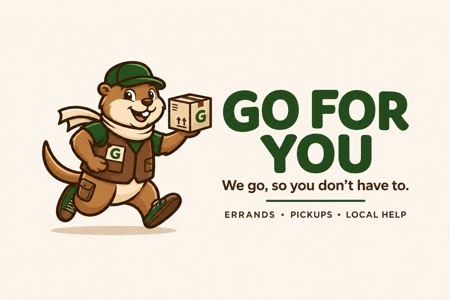 Go For You mascot logo: We go, so you don't have to